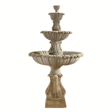 Calanthia Three Tier Outdoor Cast Stone Garden Fountain Fountain Tuscan